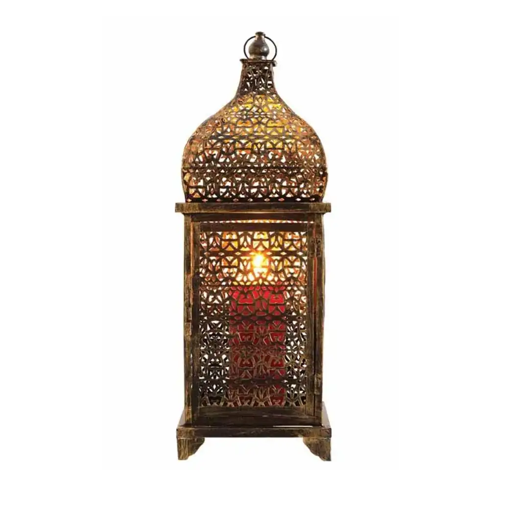 مصباح المدينة البني | تصميم أنيق | أبعاد 20.5 × 20.5 × 57 سم | إضاءة ديكور مثالية