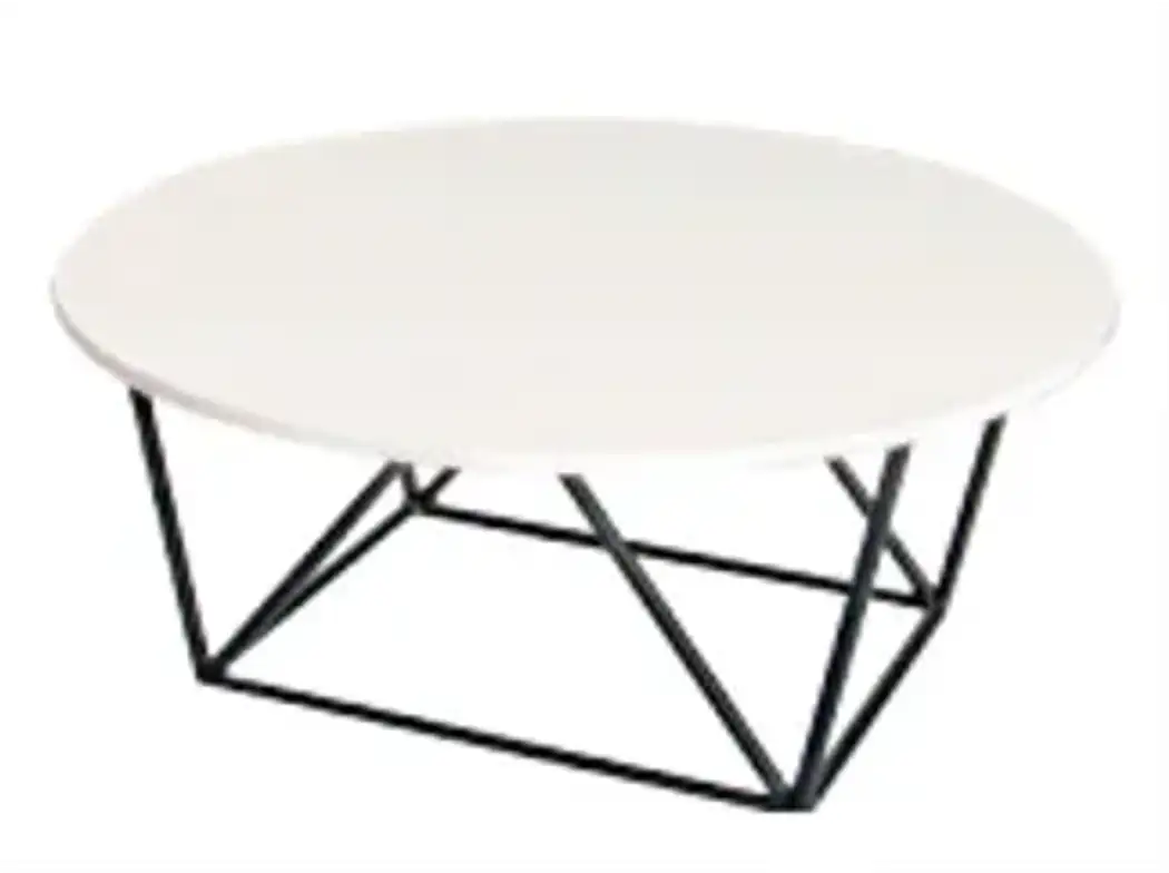 Wire Wood Coffee Table White
