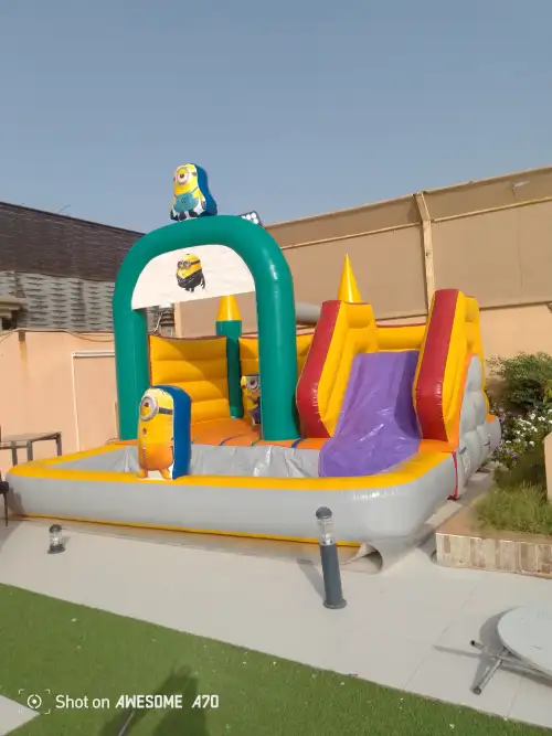 Slide with bouncer and children's pool
