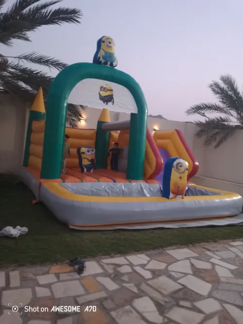 Slide with bouncer and children's pool2