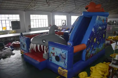 Shark Maze Trampoline with Slide for Exciting Challenges 214