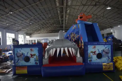 Shark Maze Trampoline with Slide for Exciting Challenges 212