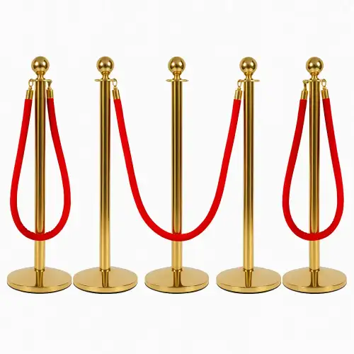 Bank Queue Barrier Poles with Velvet Rope