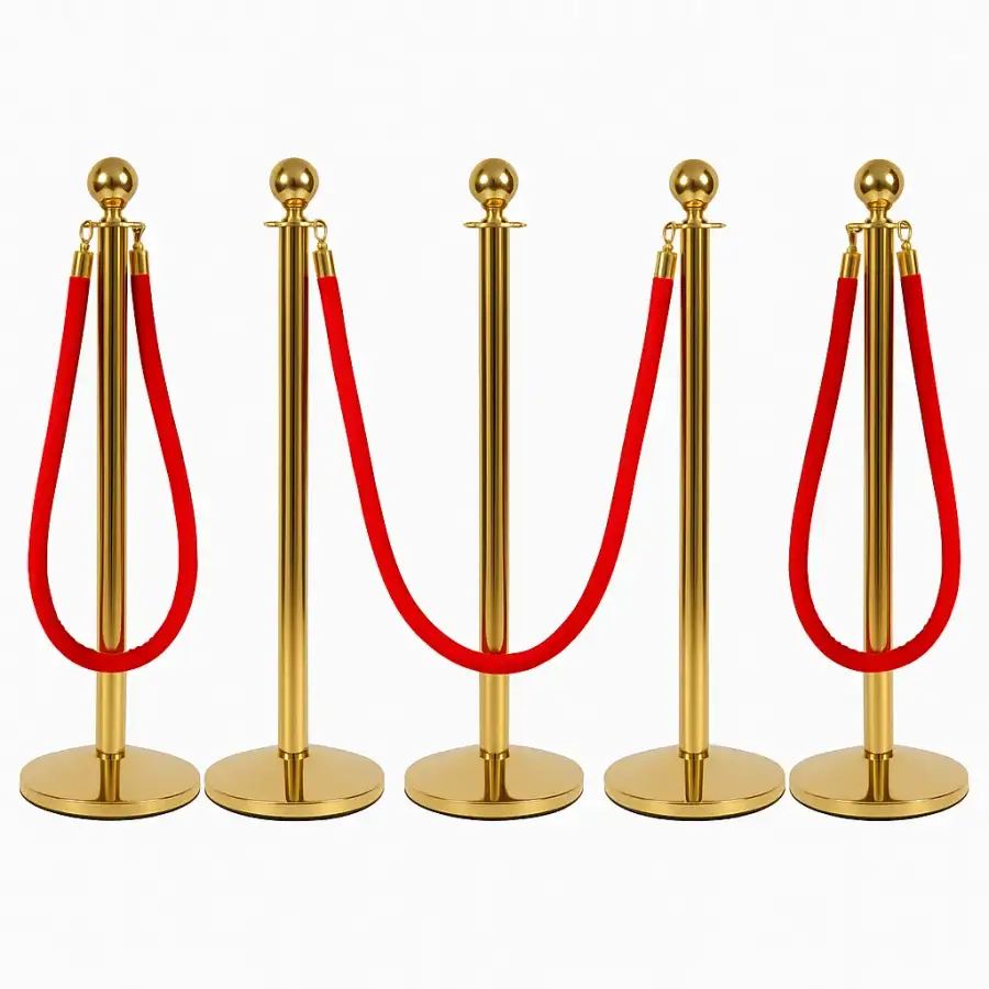 Bank Queue Barrier Poles with Velvet Rope